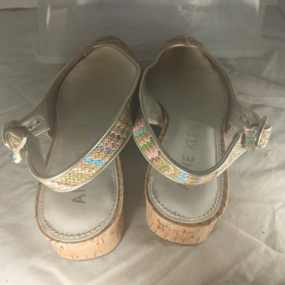 Anne Klein Akmarta Multi Color Chevron Slingback‎ Wedge Shoes AK192004 Size 11M